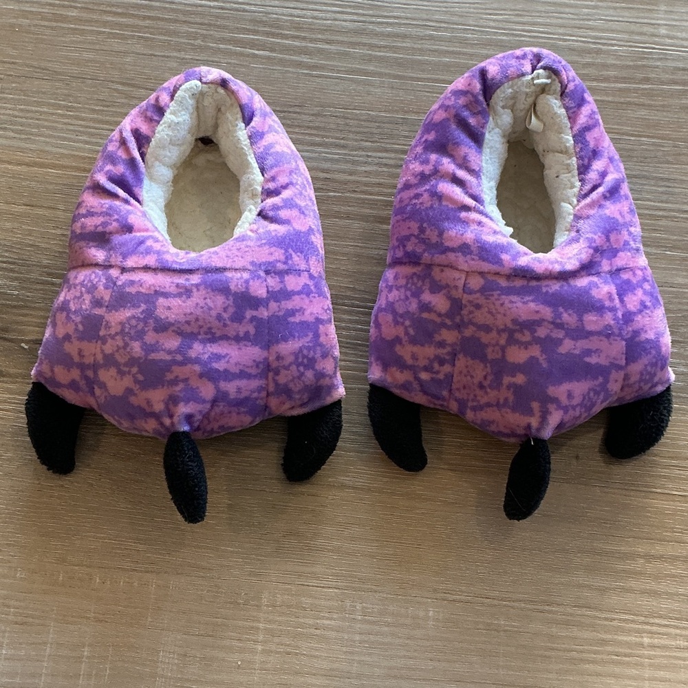 Joules Purple Plush monster feet Slippers - US 9-10